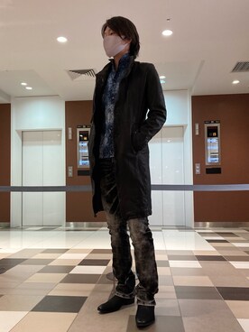 「TORNADO MART（トルネードマート）のアイテム（シャツ/ブラウス、ブルー系）」を使った、sakaさん（メンズ・181cm）の秋コーディネート