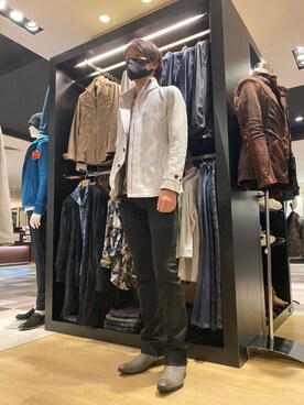 「TORNADO MART（トルネードマート）のアイテム（ジャケット/アウター、ホワイト系）」を使った、sakaさん（メンズ・181cm）の秋コーディネート