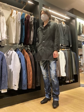 「TORNADO MART（トルネードマート）のアイテム（ジャケット/アウター、ブラック系）」を使った、sakaさん（メンズ・181cm）の秋コーディネート