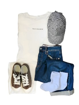 「DAISO（DAISO）のアイテム（キャップ）」を使った、うり坊 さん（レディース・158cm）の春コーディネート