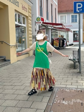 「アイテム（その他、グリーン系）」を使った、るる 🥦低身長コーデ🥬さん（レディース・149cm）の秋コーディネート