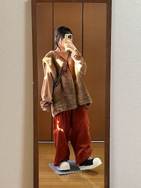 「アイテム（ベスト）」を使った、るる 🥦低身長コーデ🥬さん（レディース・149cm）の秋コーディネート
