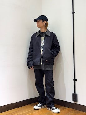 「URBAN RESEARCH（アーバンリサーチ）のDICKIES　EISENHOWER JACKET（ブルゾン、ブラック系）」を使った、オタケさん（メンズ・162cm）の春コーディネート