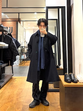 「アイテム（ステンカラーコート）」を使った、オタケさん（メンズ・162cm）の冬コーディネート