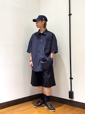 「ANOTHER OFFICE（アナザー オフィス）のANOTHER OFFICE　HUGE GINGHAM CHECK SHIRTS（シャツ/ブラウス、ブルー系）」を使った、オタケさん（メンズ・162cm）の春コーディネート