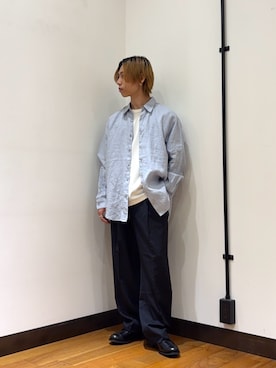 「URBAN RESEARCH（アーバンリサーチ）のLINEN REGULAR SHIRTS（シャツ/ブラウス、ブルー系）」を使った、オタケさん（メンズ・162cm）の春コーディネート