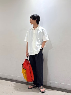 「ISLAND SLIPPER（アイランドスリッパ）のアイテム（サンダル）」を使った、オタケさん（メンズ・162cm）の夏コーディネート