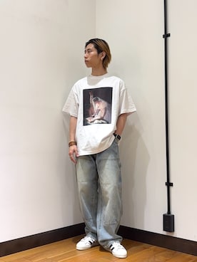 「URBAN RESEARCH（アーバンリサーチ）のTHE WEDDING LADY T-SHIRTS（Tシャツ/カットソー、ホワイト系）」を使った、オタケさん（メンズ・162cm）の春コーディネート