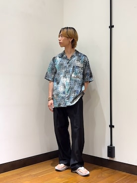 「URBAN RESEARCH（アーバンリサーチ）のLONGCHAMP OPEN COLLAR SHIRTS（シャツ/ブラウス、ブルー系）」を使った、オタケさん（メンズ・162cm）の春コーディネート