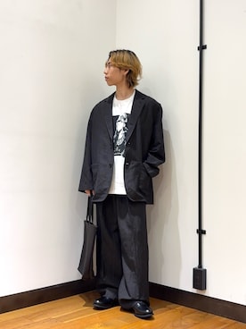 「URBAN RESEARCH（アーバンリサーチ）のnew basic　WOOL LINEN SINGLE SHIRTS JACKET（その他アウター、ブラック系）」を使った、オタケさん（メンズ・162cm）の春コーディネート
