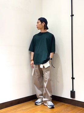 「URBAN RESEARCH（アーバンリサーチ）のEVER LUSTER DROP LINE T-SHIRTS（Tシャツ/カットソー、グリーン系）」を使った、オタケさん（メンズ・162cm）の春コーディネート