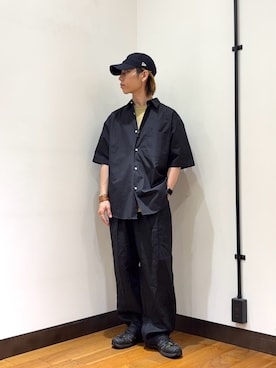 「URBAN RESEARCH（アーバンリサーチ）のTHOMAS MASON SHORT-SLEEVE OVER SHIRTS（シャツ/ブラウス、ブラック系）」を使った、オタケさん（メンズ・162cm）の春コーディネート