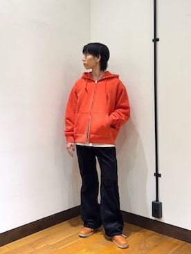 「URBAN RESEARCH（アーバンリサーチ）のLogic One　SWEAT ZIP PARKA（パーカー、オレンジ系）」を使った、オタケさん（メンズ・162cm）の秋コーディネート