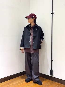 「URBAN RESEARCH（アーバンリサーチ）の『別注』Barbour / URBAN RESEARCH　TRANSPORT WOOL JACKET（テーラードジャケット、ブラック系）」を使った、オタケさん（メンズ・162cm）の秋コーディネート