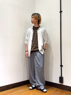 その他パンツを使った「シャツカーディガン」の人気ファッション