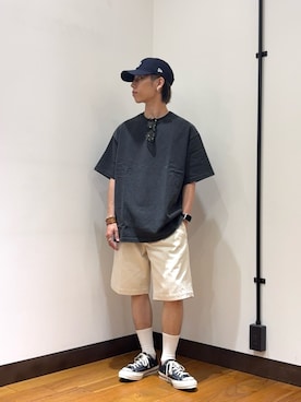 「URBAN RESEARCH（アーバンリサーチ）のLOGIC ONE HEAVY DOPE T-SHIRTS（Tシャツ/カットソー、ブラック系）」を使った、オタケさん（メンズ・162cm）の夏コーディネート