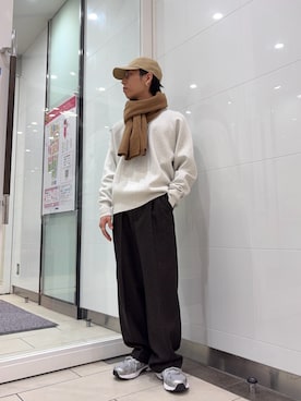 「カシミヤ」｜「アイテム（トップス）」を使った、オタケさん（メンズ・162cm）の冬コーディネート