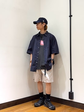 「ANOTHER OFFICE（アナザー オフィス）のANOTHER OFFICE　HUGE GINGHAM CHECK SHIRTS（シャツ/ブラウス、ブルー系）」を使った、オタケさん（メンズ・162cm）の春コーディネート