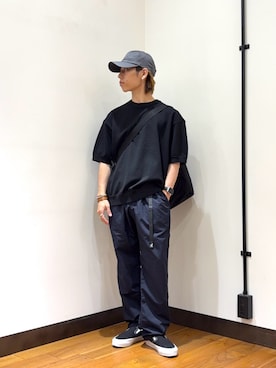 「THE NORTH FACE（ザノースフェイス）のTHE NORTH FACE　SHORT-SLEEVE RIPPLE KNIT CREW（ニット/セーター、ブラック系）」を使った、オタケさん（メンズ・162cm）の春コーディネート
