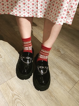 「red」｜「アイテム（ジャンパースカート）」を使った、mori ★さん（レディース・164cm）の冬コーディネート