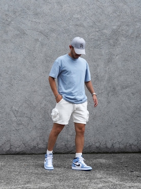 「アイテム（カーゴパンツ、ホワイト系）」を使った、Yoshinori.Uさん（メンズ・172cm）の夏コーディネート