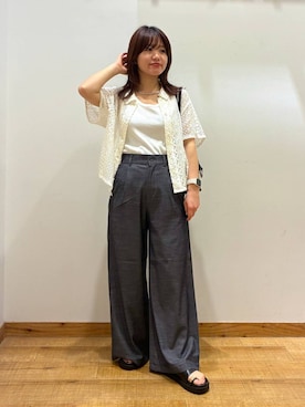 「GLOBAL WORK（グローバルワーク）のステンレスアソートサイズチョーカー/325801（ネックレス、シルバー系）」を使った、hironaさん（レディース）の夏コーディネート