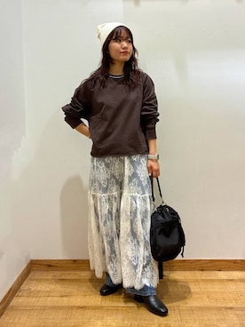 「アイテム（ニットキャップ/ビーニー）」を使った、hironaさん（レディース・150cm）の秋コーディネート