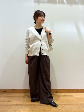 「GLOBAL WORK（グローバルワーク）のチュールフロッキー2WAYプルオーバー/1046122（Tシャツ/カットソー、ブラック系）」を使った、hironaさん（レディース）の秋コーディネート