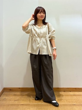 「GLOBAL WORK（グローバルワーク）のらくっション撥水バレエ/135873（バレエシューズ、ブラック系）」を使った、hironaさん（レディース）の春コーディネート