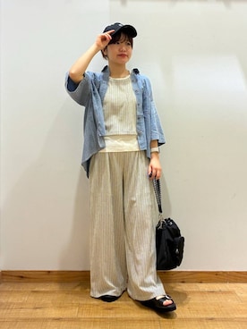「GLOBAL WORK（グローバルワーク）のNEW ERA別注/920SB/26/616801（キャップ、ブラック系）」を使った、hironaさん（レディース）の夏コーディネート