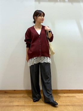 「GLOBAL WORK（グローバルワーク）のサイズ拡大/らくっション撥水2WAYローファー/131468（ローファー、ブラック系）」を使った、hironaさん（レディース）の秋コーディネート