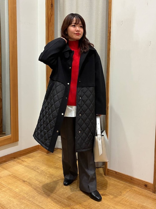 ウールライク切り替えコート/499669（ステンカラーコート）｜GLOBAL