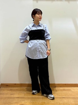 「GLOBAL WORK（グローバルワーク）のジャガードイージーパンツ/1052073（その他パンツ、ブラック系）」を使った、hironaさん（レディース）の秋コーディネート