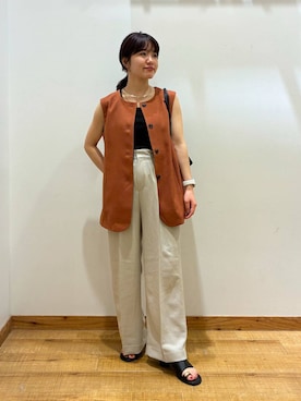 「GLOBAL WORK（グローバルワーク）のステンレスアソートサイズチョーカー/325801（ネックレス、シルバー系）」を使った、hironaさん（レディース）の夏コーディネート