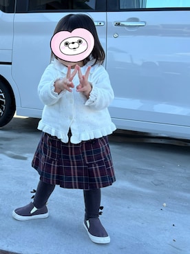 「アイテム（スリッポン）」を使った、まるちゃんさん（キッズ・80cm）の冬コーディネート