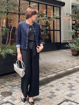 ドット釦アクセントカラーデニムジャケットを使った人気ファッションコーディネート Wear