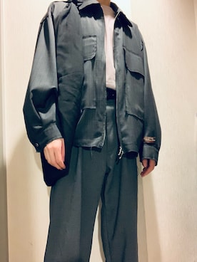 「AIVER（アイバー）のアイテム（スラックス）」を使った、💜さん（メンズ・172cm）の秋コーディネート