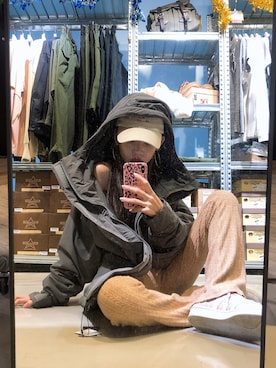 「cotton on（コットンオン）のアイテム（帽子）」を使った、JojoLalaさん（レディース・155cm）の冬コーディネート