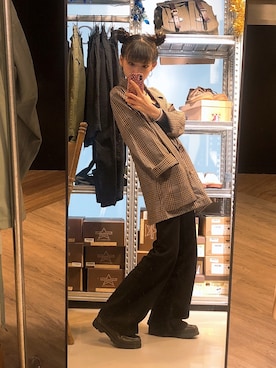 「MONKI（モンキ）のアイテム（ジャケット/アウター）」を使った、JojoLalaさん（レディース・155cm）の冬コーディネート