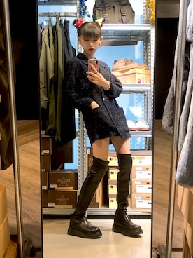 「MONKI（モンキ）のアイテム（ジャケット/アウター）」を使った、JojoLalaさん（レディース・155cm）の冬コーディネート
