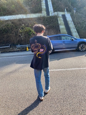 「MCS MARLBORO CLASSICS（マルボロクラシックス）のアイテム（Tシャツ/カットソー、ブラック系）」を使った、tyoutyoooさん（メンズ）の冬コーディネート