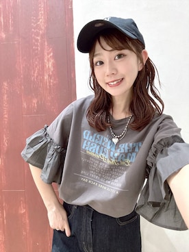 「GLOBAL WORK（グローバルワーク）のGOODデニムバギーパンツ/498388（デニムパンツ）」を使った、airiさん（レディース・158cm）の秋コーディネート