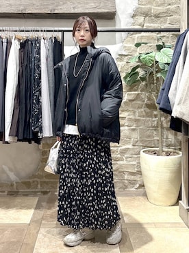 「GLOBAL WORK（グローバルワーク）のエアリュクスダウンフードブルゾン/495695（ダウンジャケット/コート）」を使った、airiさん（レディース・158cm）の秋コーディネート