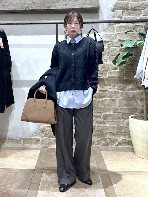 セール】パッチワーク風ケーブルカーディガン/608406（カーディガン