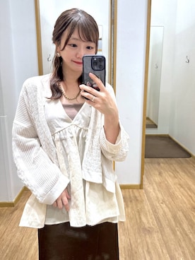 「WING（ウイング）のWingコラボ/Fffit エフィット/カップ付きキャミ/291149（キャミソール、ブラウン系）」を使った、airiさん（レディース・158cm）の春コーディネート