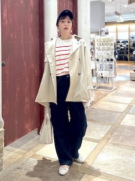 「ベーシック/シンプル」｜「アイテム（トレンチコート）」を使った、airiさん（レディース・158cm）の春コーディネート