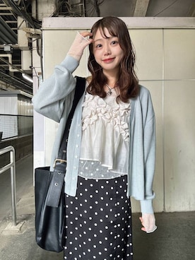 「eL（エル）の【eL】Big Shoulder Bag/184697（ショルダーバッグ、ブラック系）」を使った、airiさん（レディース・158cm）の春コーディネート