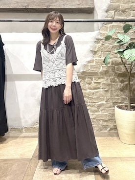 「GLOBAL WORK（グローバルワーク）のGOODデニムバレルCOOL/627009（デニムパンツ、ブルー系）」を使った、airiさん（レディース・158cm）の夏コーディネート
