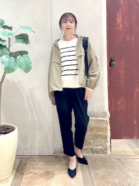 「GLOBAL WORK（グローバルワーク）のウツクシルエットテーパードパンツ/133595（その他パンツ）」を使った、airiさん（レディース・158cm）の春コーディネート