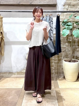「アイテム（サンダル、ブラウン系）」を使った、airiさん（レディース・158cm）の夏コーディネート
